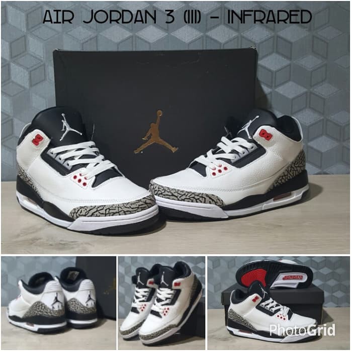 jordan 3 white grey red