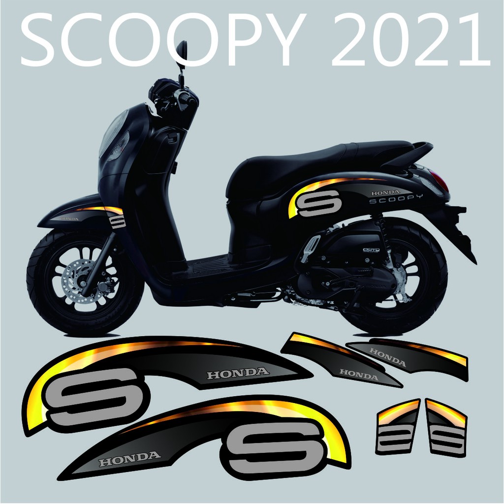 MOTOR STRIPING SCOOPY 2021 VARIASI DESAIN SIMPLE HITAM LIST GOLD