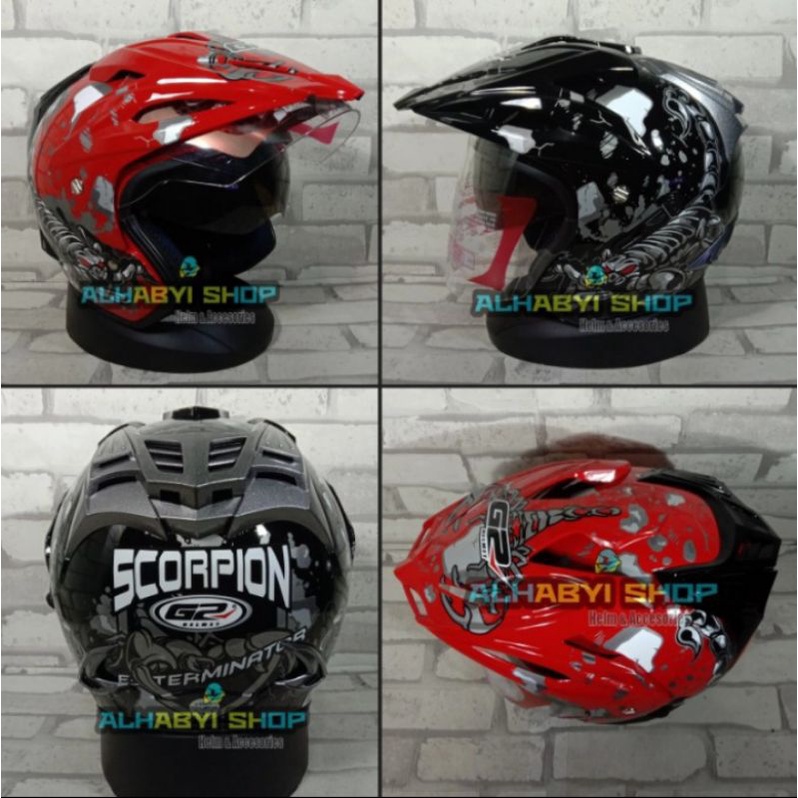 Helm G2 Exterminator Motif Scorpion | Helm G2 Half face Double Visor
