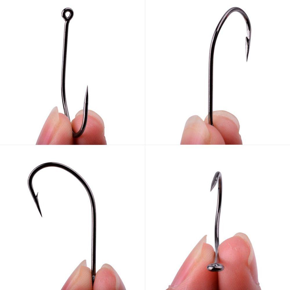 QUINTON Kaitan Pancing Berduri Pancing Laut #2-#17kait Pancing Lalat Ikan Gurame Stainless Steel Black Nickle Carbon Steel Fishing Tackle Sea Pint Hook Besar Panjang Shank