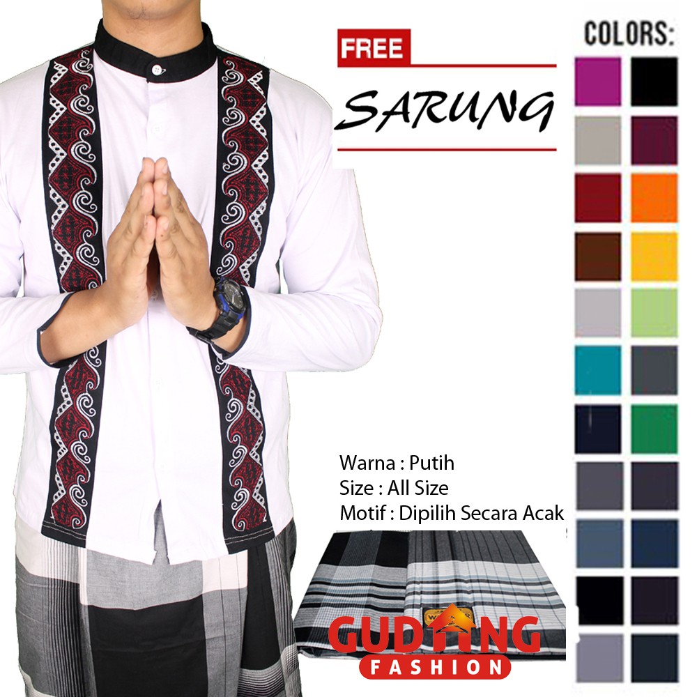 Baju Koko Panjang Plus Free Sarung - Banyak Pilihan Warna BDL (COMB)