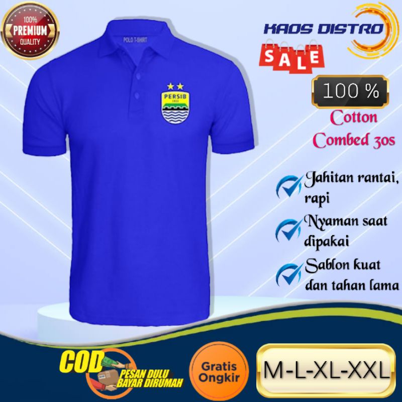 PERSIB BANDUNG - Baju Kaos Atasan Polo Kerah Distro Lengan / Tangan Pendek Pria Cowok Laki Laki Dewa