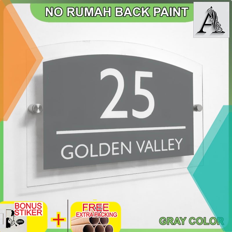 

Terlaris Nomor Rumah Acrylic/Akrilik 30 x 20cm - Lengkung Atas