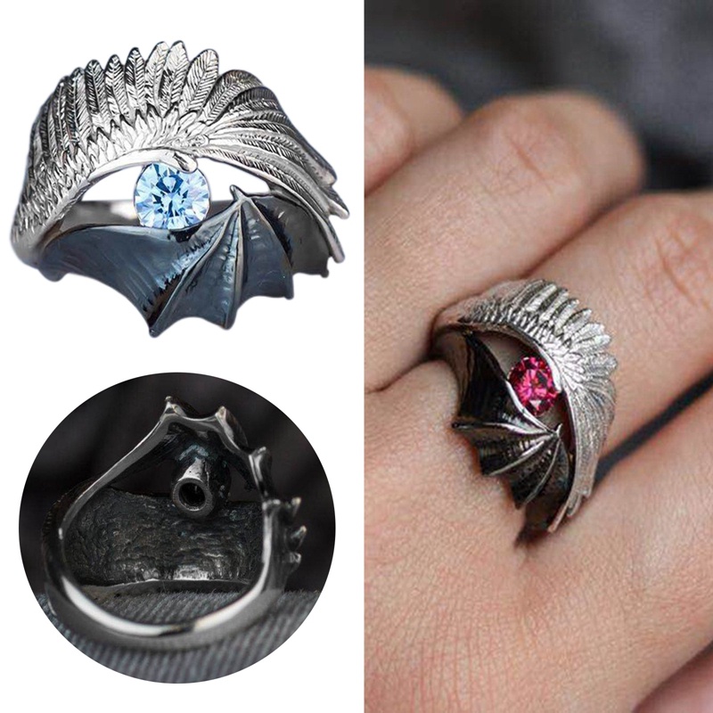 Cincin Pasanganpriawanita Desain Malaikat Demon Gaya Vintageromantis Untuk Hadiah