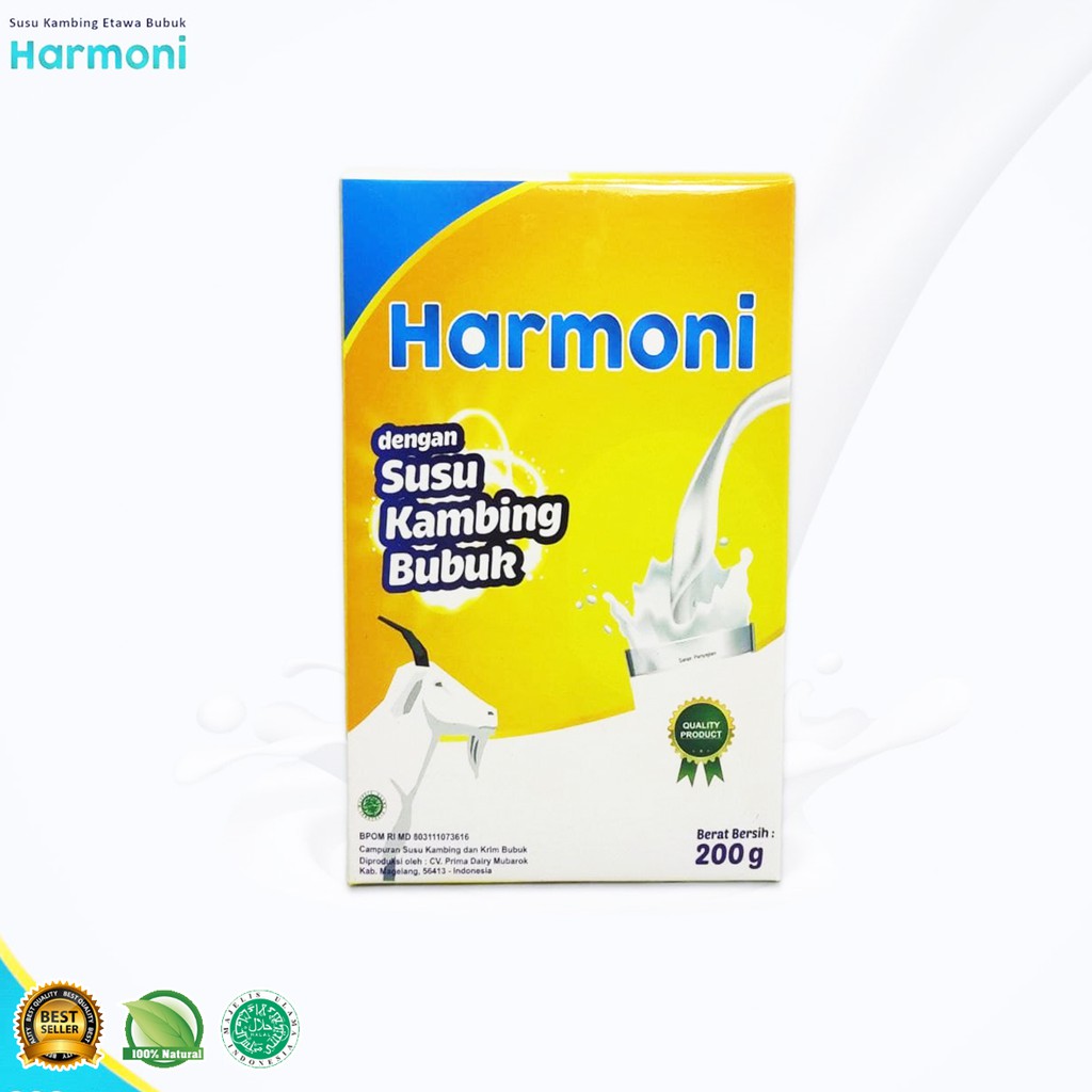 

Susu Kambing Etawa Harmoni Bubuk 200 Gram Goat Milk Minuman Kesehatan Asli Original Halal BPOM