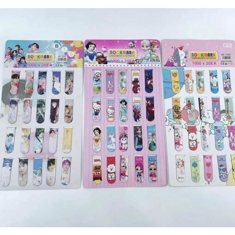 PEMBATAS BUKU 1 LEMBAR ISI 20PCS / BOOKMARK MOTIF KARTUN [SWEETSPACE]