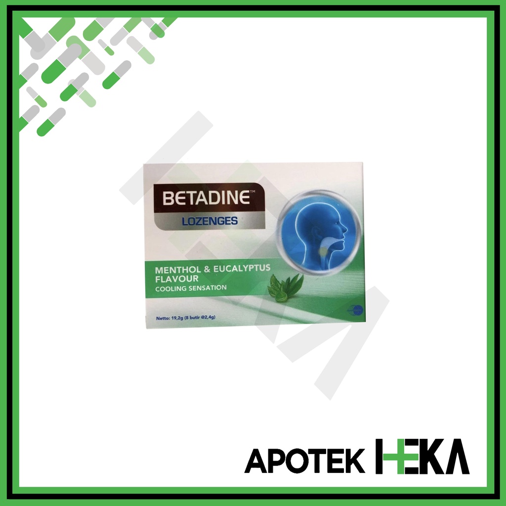 Betadine Lozenges Menthol &amp; Eucalyptus Sakit Tenggorokan Box 8 Tablet (SEMARANG)