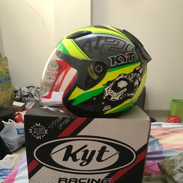 Helm KYT DJ Maru Kuning Hitam Hijau Special Edition World GP Ready Yellow Fluo Black Green Fluo