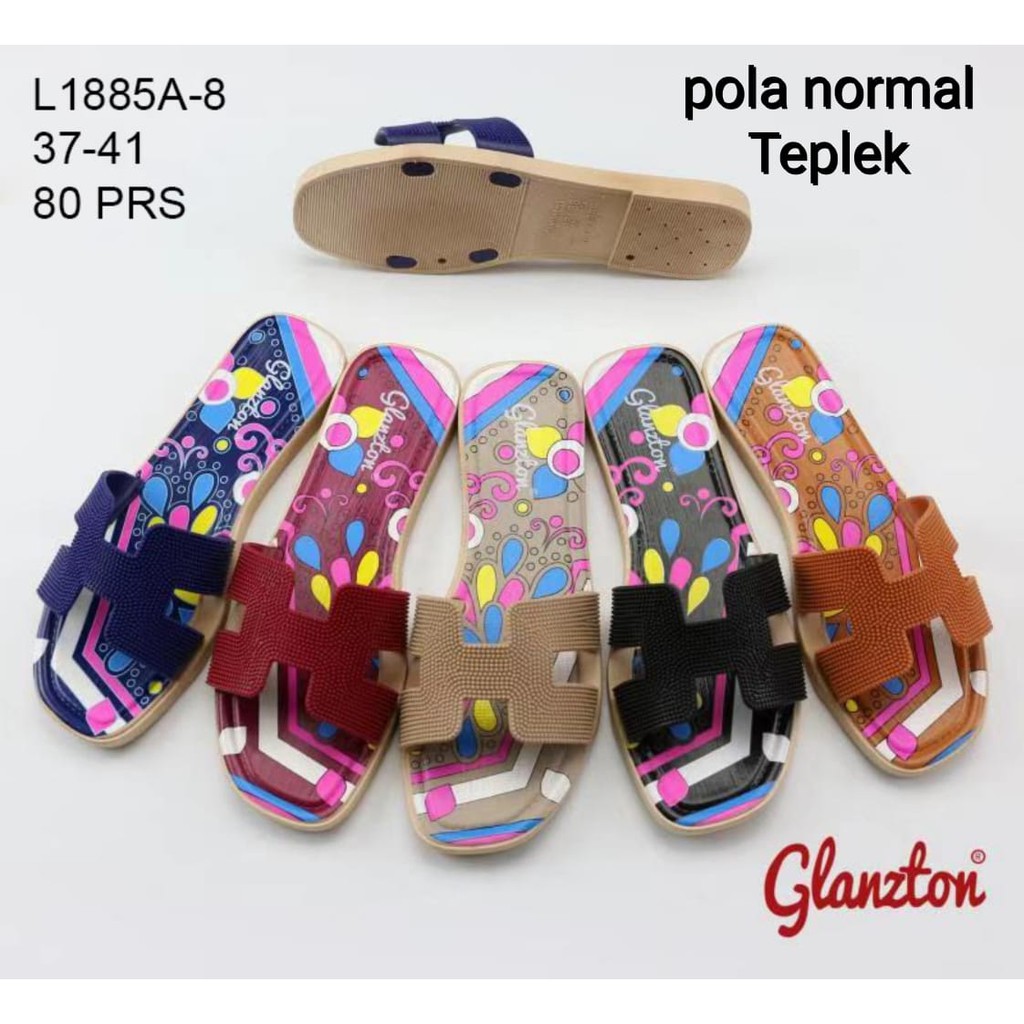 Sandal Flat H Wanita Motif Batik Sendal Jelly Merk 