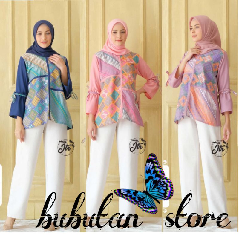 SAFEYA Atasan Bluos soft batik modern Warna terang