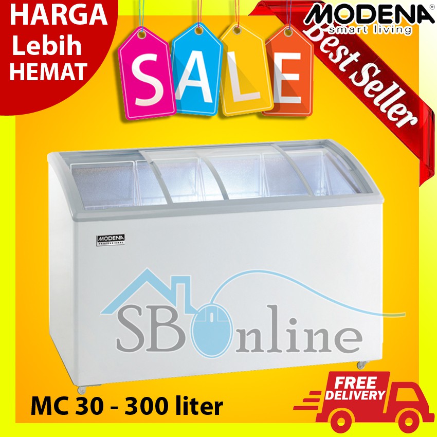 MODENA Sliding Curve Glass Freezer Gelati MC 30 300 Liter