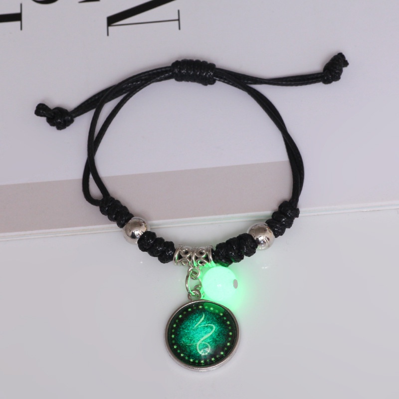 Gelang Tangan Pasangan / Pria / Wanita Desain 12 Zodiak Luminous Untuk Hadiah