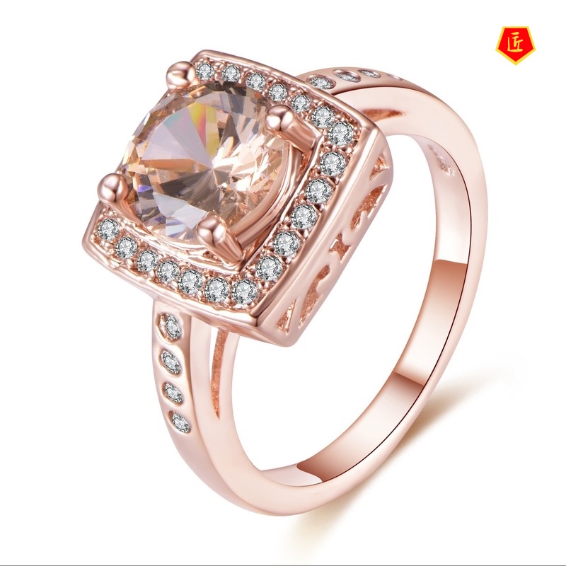 [Ready Stock]Rose Gold Inlaid Citrine Moissanite Ring