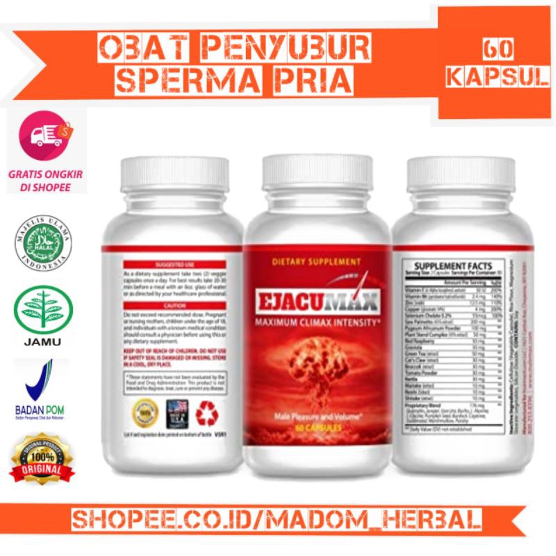 EJACUMAX ORIGINAL 100% ASLI OBAT HERBAL PENYUBUR SPERMA PRIA WANITA AMPUH MENINGKATKAN JUMLAH SPERMA