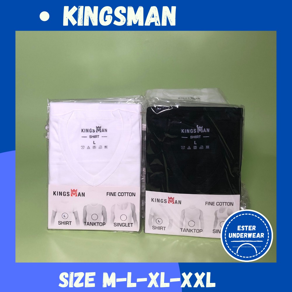 Kaos Oblong V-neck Kingsman SHV hitam Isi-1Pcs  Bahan Fine Cotton promo kaos murah