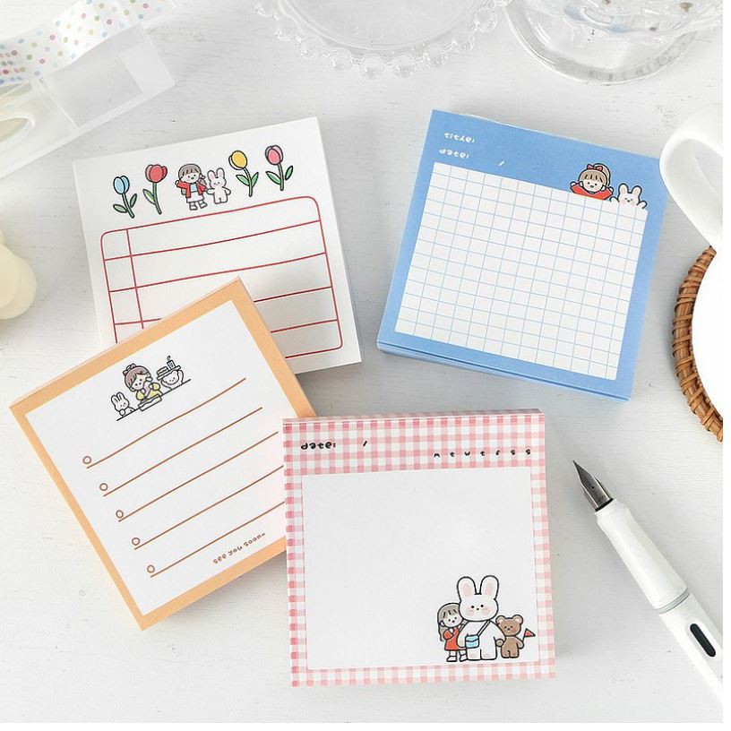 

[Cruell] Memo Pad/sticky notes Motif Gadis dan Kelinci