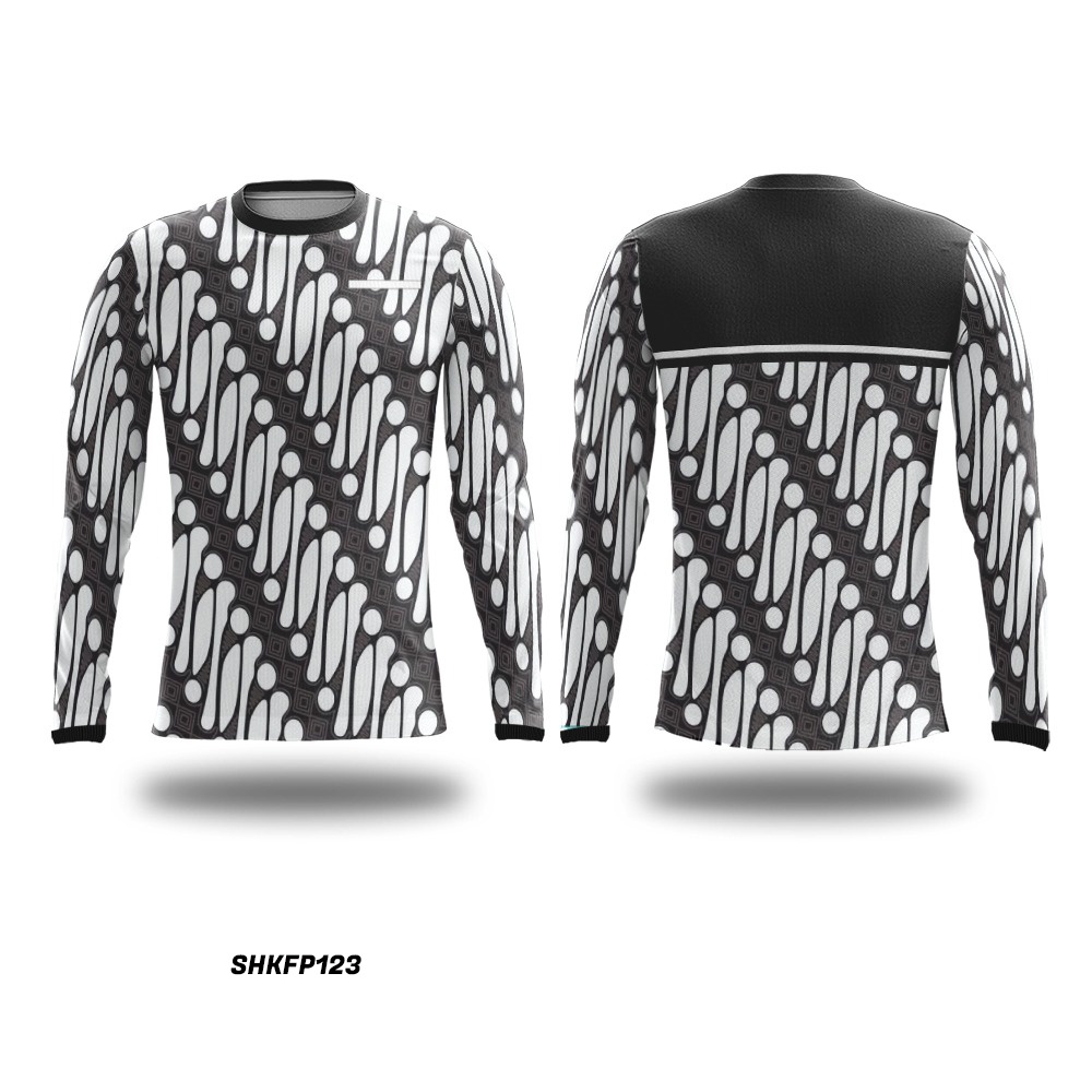 Kaos Baju Jersey Sepeda Gowes MTB motif Batik Parang Pria Wanita Lengan Panjang DriFit Printing