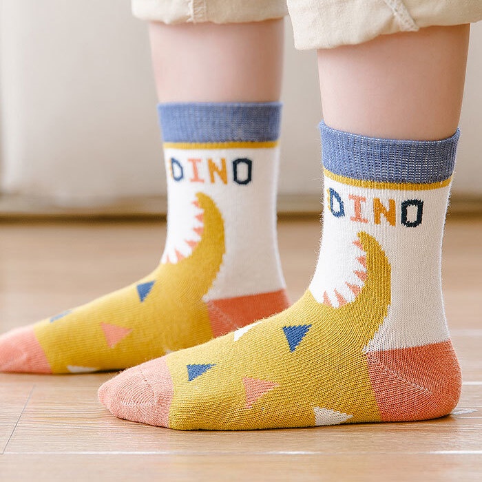 RYX - Dino Charm Kaos Kaki 5 Pasang Anak Laki-Laki Fashion Casual - Ori Import