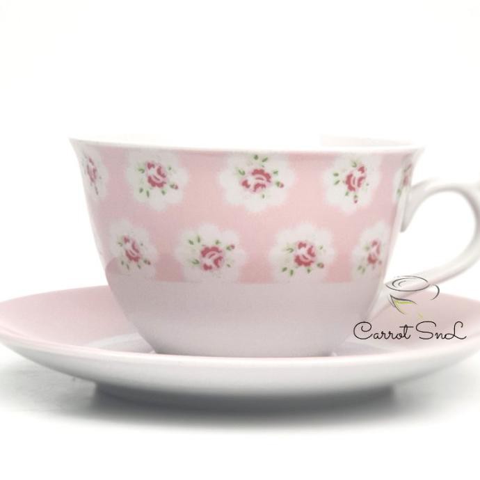 6 Pasang Cangkir Teh Set Keramik Kopin Bunga Daisy / Cangkir Kopi - Pink