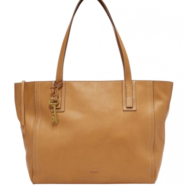 FOSSIL EMMA SHOPPER TOTE TAN / CAMEL - Tas Branded Leather Kulit Ori Original Asli Authentic Murah