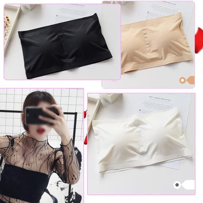 cd 897Kemben Seamless Anti Melorot Kebaya Modern Bra Polos Brokat Angel Wing - Putih
