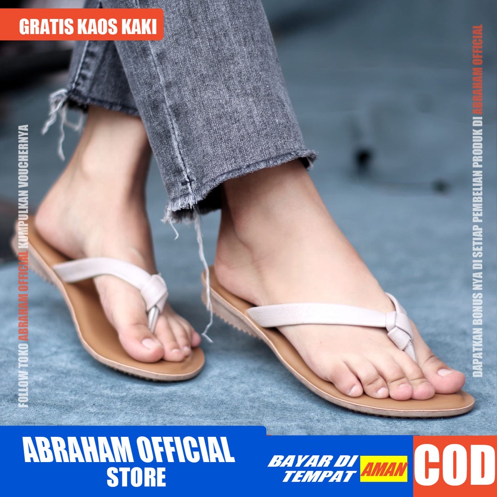 ABRHM x MONIK Sandal Kulit Wanita Papirut Sendal Japit Asli Garut Sendal Jepit Wanita Santai gaya kekinian original