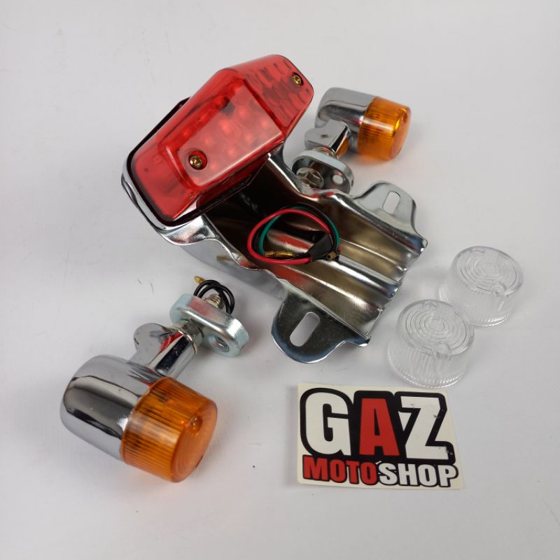 Stoplamp BSA LED diamond Plus Lampu Sein Reting Palu Set Pangkon V80 Lampu Stop belakang CB 100 125