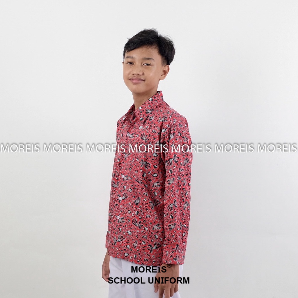 Seragam Baju Batik Panjang SD/MI/TK/PAUD JM Merah 006