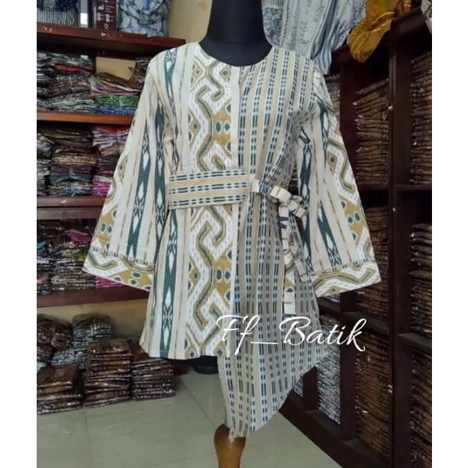 M-L-XL-XXL Batik wanita ASJ SA HRB026 Kenongo Kemeja Tosca Pendek-New songket hijau