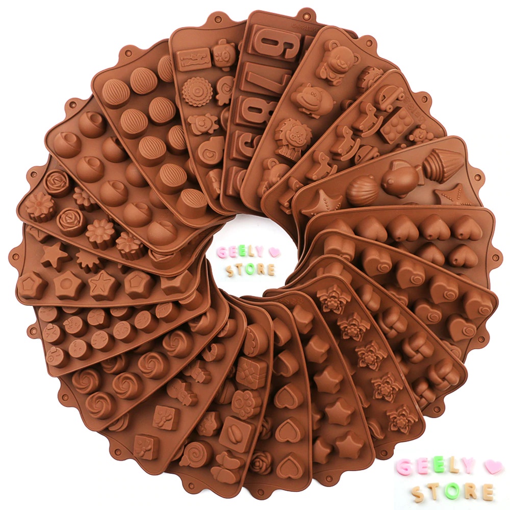 Tempat Alat Cetakan Es Krim 3 Cute Hole Silicone Mold Dessert with 50 Popsicle Sticks / Cetakan Coklat Valentine / Cetakan Es Batu Ice Cube Tray Lucu Anak Berkualitas Food Grade