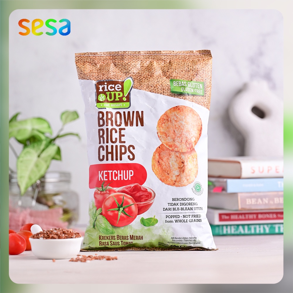 Jual Rice Up ! Wholegrain Brown Rice Chips Ketchup 60 g (Snack Sehat