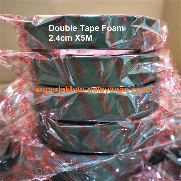 Double Tape Busa Foam Hitam 24mm X 5M Brand Hoki Tape Perekat Berkualitas