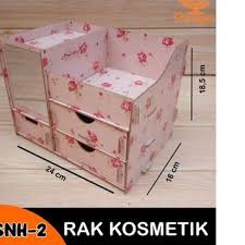 Barnik88 Rak Kosmetik Kotak Penyimpanan Make Up Organizer Make Up Storage Bahan Kayu Motif Bunga Motif Polos Plus Kaca Cosmetic Stroge