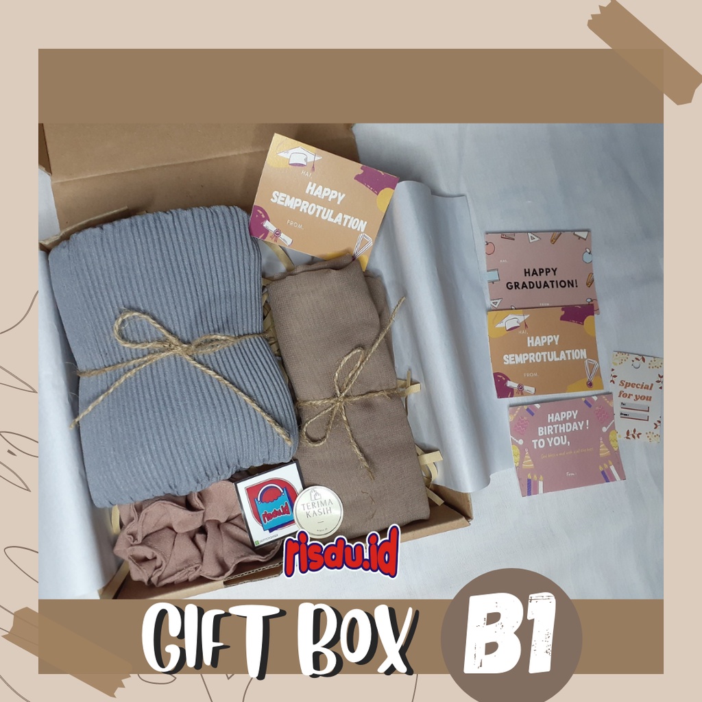 Gift Box Hijab | Hadiah Hampers Sempro | Hampers Hijab | Hampers Murah Free Greeting Card