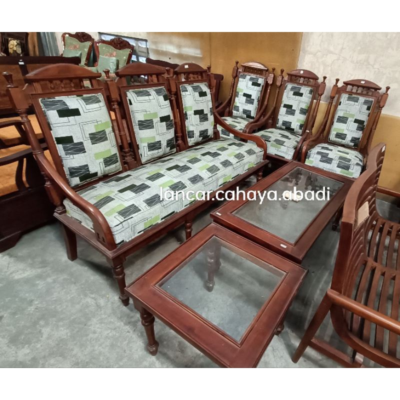 Kursi Tamu Jati Asli MDR 3111 + Meja Besar + Meja Kecil