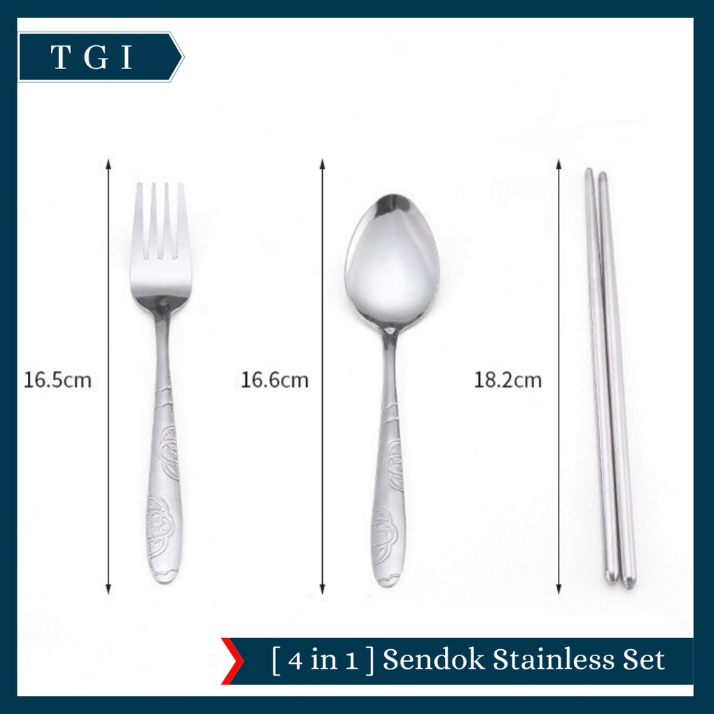 TGI - SENDOK SET STAINLESS GARPU SUMPIT SENDOK SET ALAT MAKAN SENDOK SET TRAVEL SENDOK GARPU SET