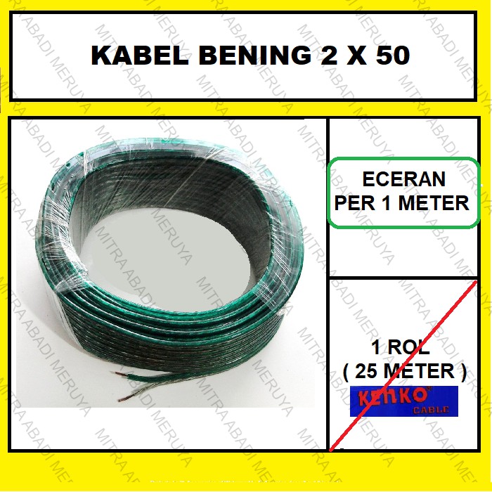Kabel Listrik Transparan Kabel Serabut Kabel Bening 2 x 50 Eceran