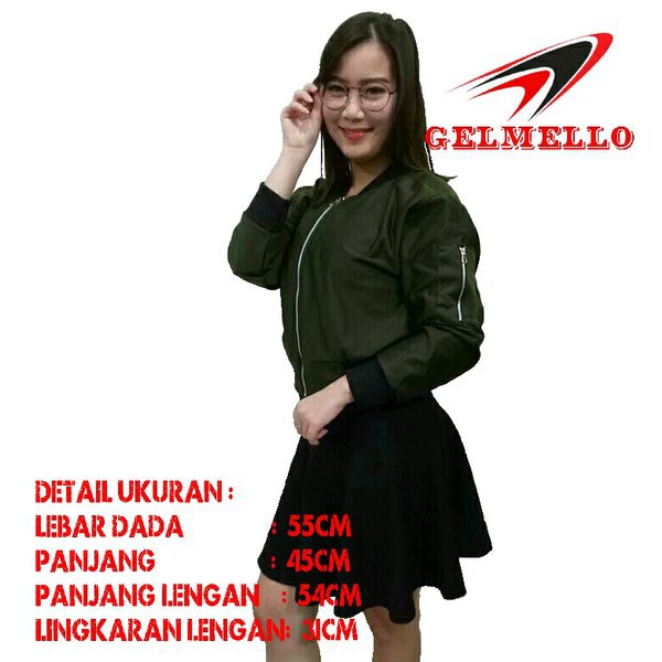 Limited JAKET BOMBER CROP ARMY