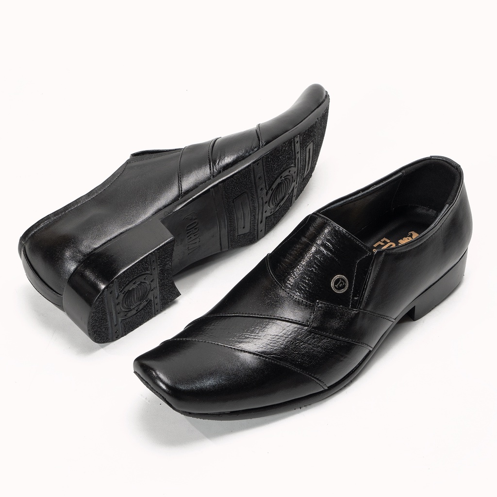 Sepatu Pantofel Pria kerja kantoran Kulit Asli Tanpa Tali