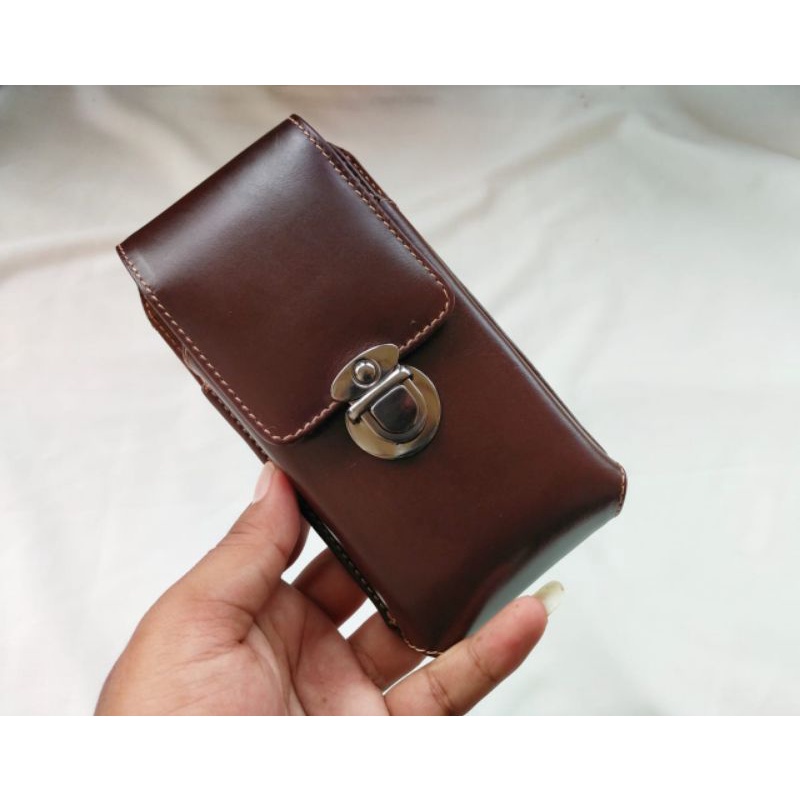 Dompet hp pinggang single kulit asli classic