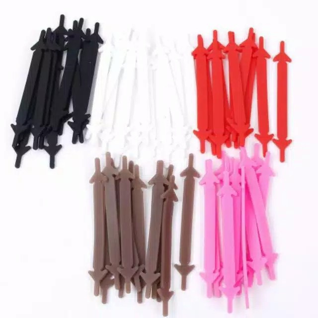 TS12 - Tali Sepatu Silikon - Tali Sepatu Karet Shoelace Silicone 12 pcs