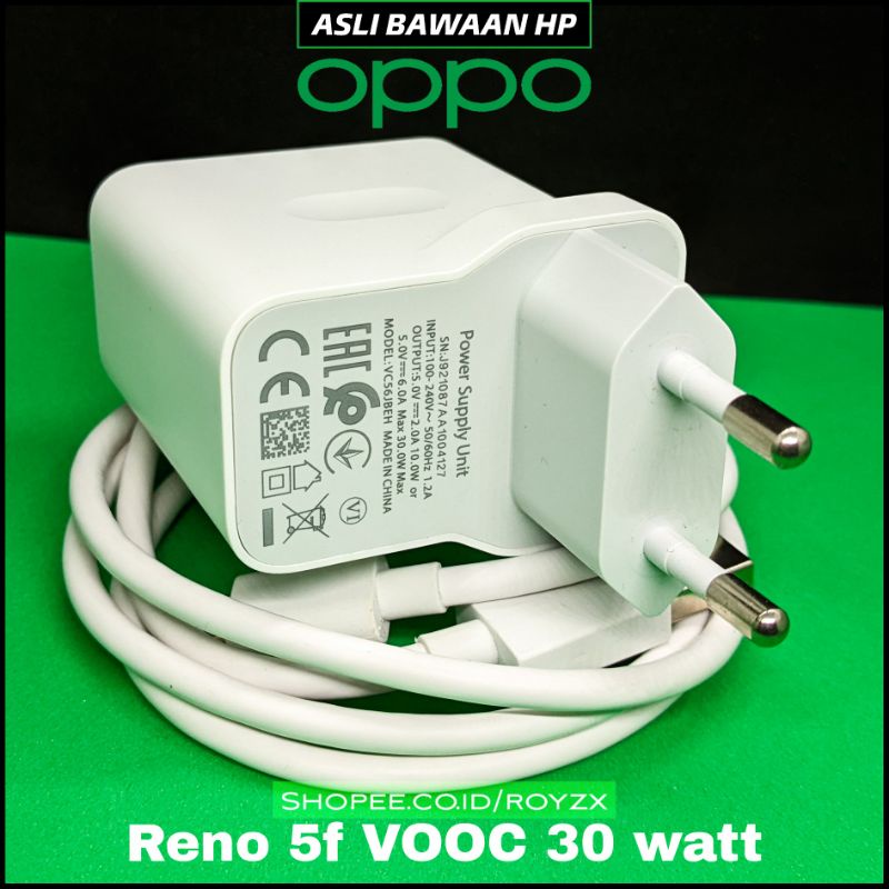 Oppo Charger Reno 5f 4 Original Type C 30 Watt Fast Charging Cas Bawaan Hp