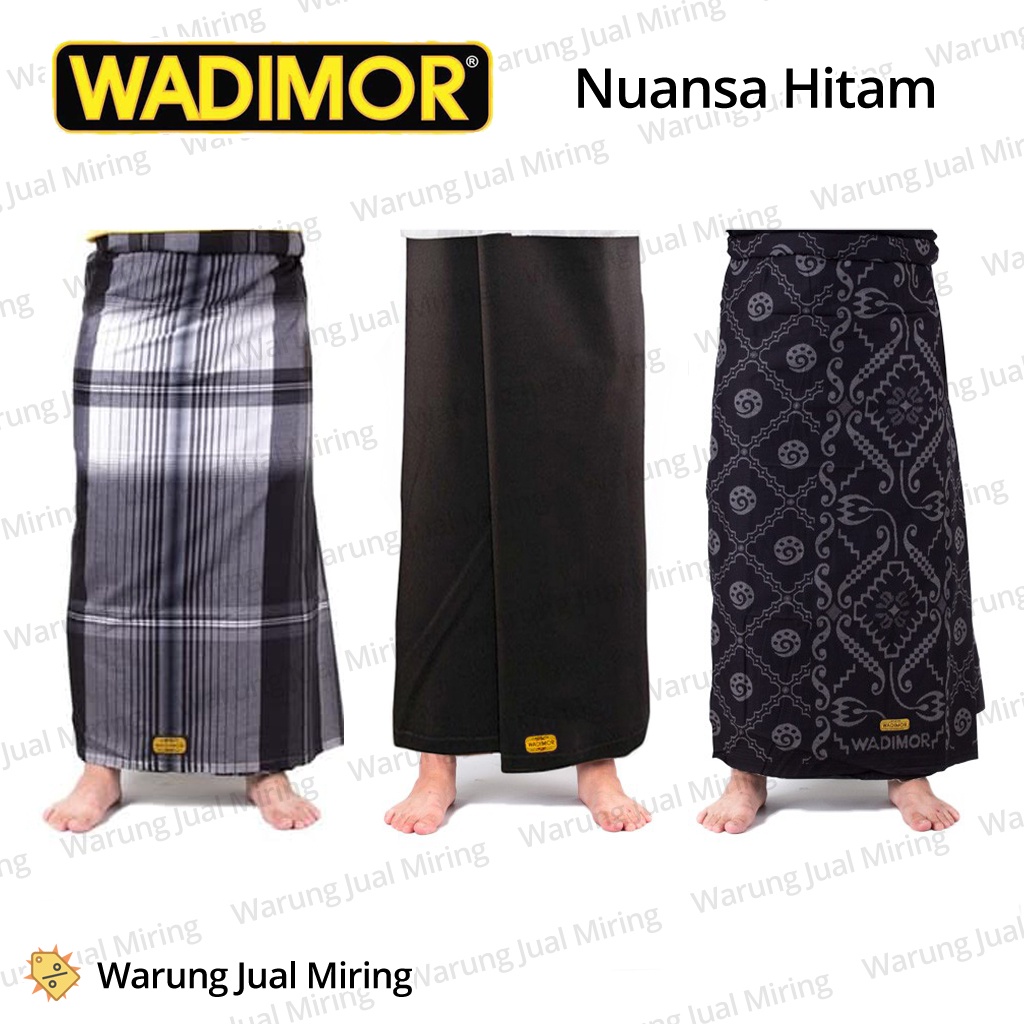 Sarung WADIMOR Hitam Motif Polos Kombinasi Garis Kotak Kotak2 Batik Bali Kembang Daerah Indonesia Warna Gelap Tua Black Pakaian Bawahan Sarong Laki Laki2 Pria Muslim Sholat Halus Lembut Adem Bermerek Branded Premium Exclusive Hadiah Souvenir Oleh Oleh2