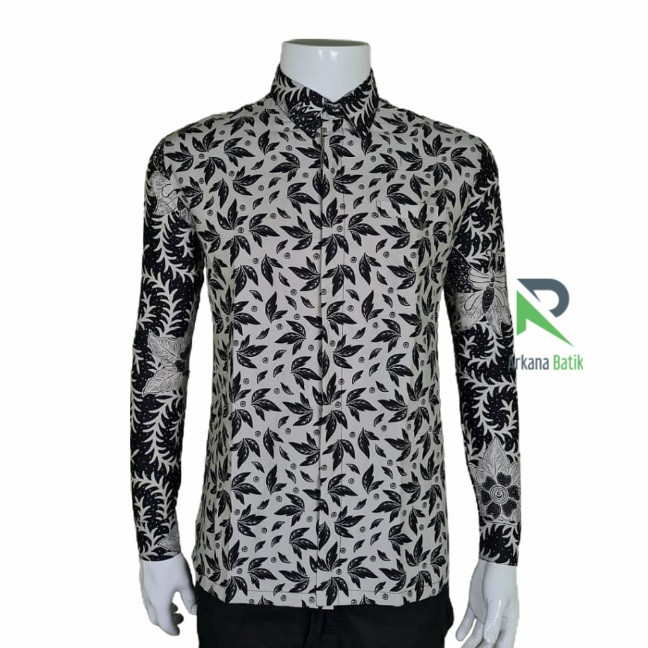 BATIK SLIMFIT Arkana Elegan White Langka Elegan Premium Kemeja Baju Pria Lengan Panjang  Full Furing