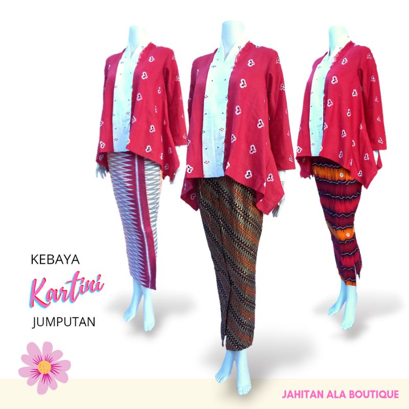 Setelan Kebaya Rok Kartini Motif Jumputan - Seragam Kebaya Batik Agusttusan Merah Putih