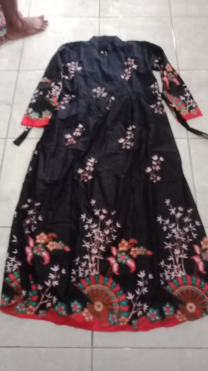 Batik Gamis Wanita Ld 120, Gamis Batik Jumbo, Gamis Batik Kombinasi, Gamis Modern,dress Batik Wanita