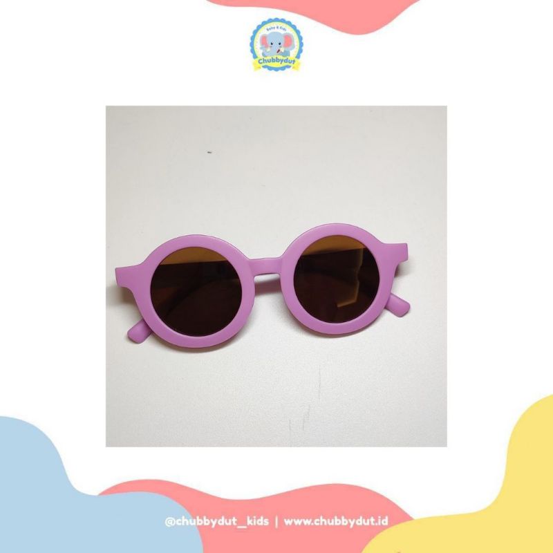 Kacamata anak bulat Retro Kacamata Hitam Anak Bayi Balita Kekinian unisex chubbydut-Lilac