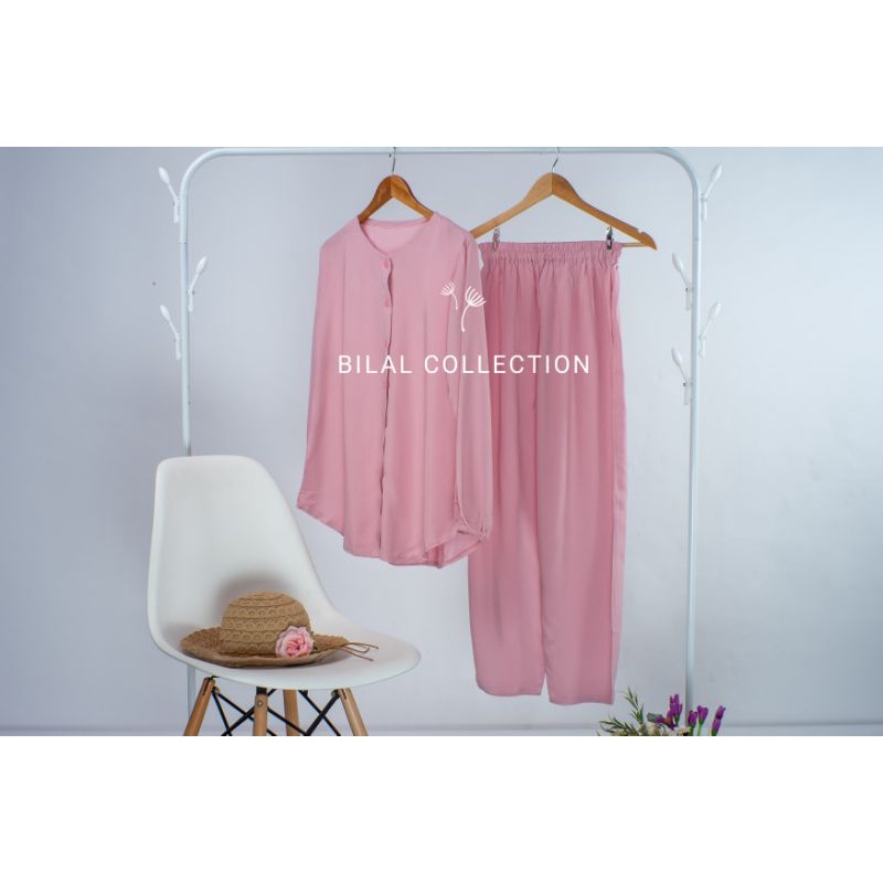 Pajamas Zahira -Pajamas Polos Rayon-Piyama Tangan Panjang -Kancing Depan -piyama polos-stelan wanita- Piyama Polos - Piyama- Set rayon