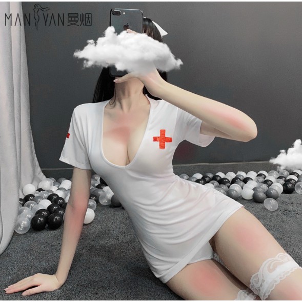 LI-01 nurse sexy perawat lingerie baju tidur wanita seksi cosplay