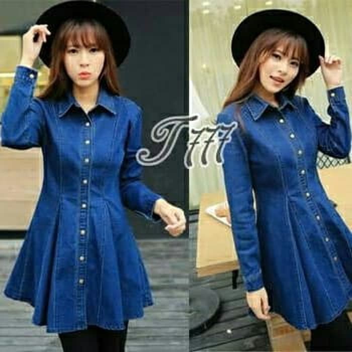 BAJU ATASAN DRES WANITA  Dress Jumbo Denim Raini